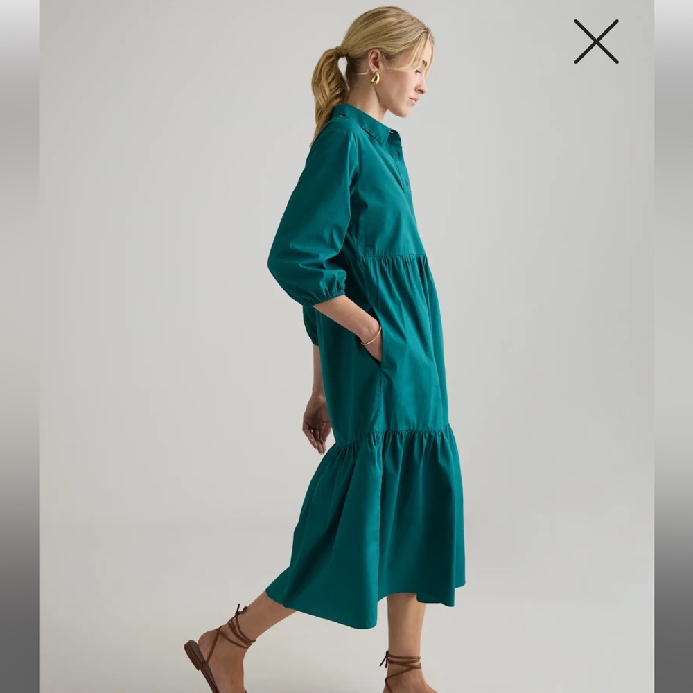 QUINCE 100% Organic Cotton Poplin Midi Tunic Dress Size S